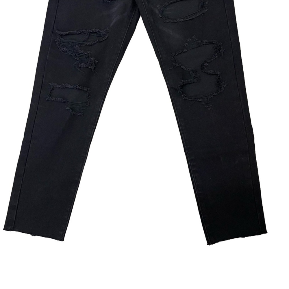 Nasty Gal NWT School Day Distressed Mom Jeans 4 Black High Rise Destroyed - Picture 3 of 7